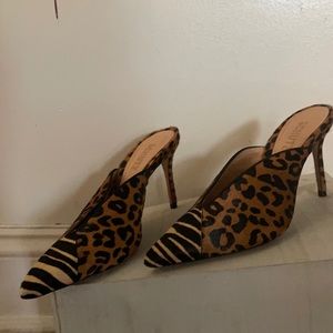Schutz pony hair animal print mules
